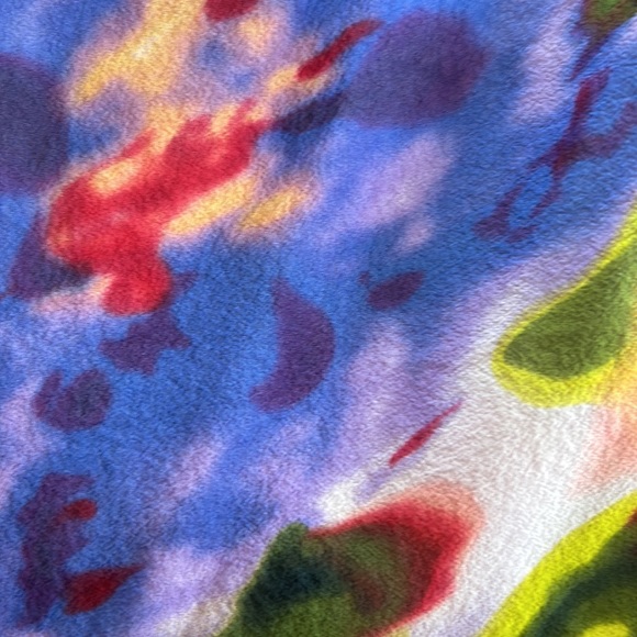 BEBE Watercolor Floral Print Silk One-Shoulder Blouse with Ruffle Detail - Picture 10 of 11